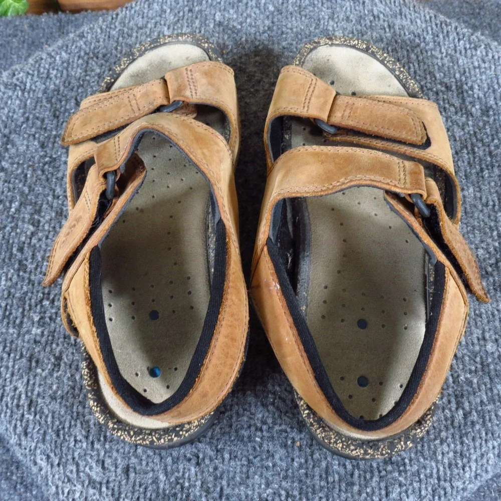 ECCO Cosmo Women Walking Sandals Size 39 8-8.5 Outdoor Comfort Tan Leather